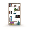 Furnish Home Store Wood Frame Etagere Open Back 6 Shelves Bookcase Industrial Bookshelf For Office And Living Rooms Modern Bookcases Large Bookshelf Organizer, Walnut Chrome Walnut Solid Wood