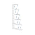 Furnish Home Store Modern 5 Tier Ladder Bookshelf Organizers, Narrow Bookshelf For Small Spaces Office Furniture Bookcase ,White Blue White Solid Wood