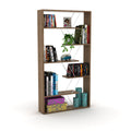 Furnish Home Store Wood Frame Etagere Open Back 6 Shelves Bookcase Industrial Bookshelf For Office And Living Rooms Modern Bookcases Large Bookshelf Organizer, Walnut Chrome Walnut Solid Wood