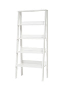 Furnish Home Store Otavio 5 Tier Modern Ladder Bookshelf Organizers, Wood Frame Bookshelf For Small Spaces In Your Living Rooms, Office Furniture Bookcase, White White Solid Wood