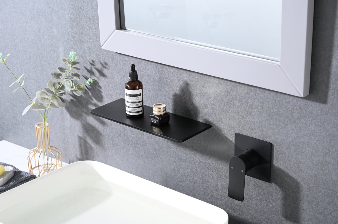 Single Handle Waterfall Wall Mounted Bathroom Sink Faucet Matte Black Stainless Steel