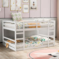 Full Over Full Bunk Bed With Ladder, White Old Sku:Wf282788Aak White Solid Wood