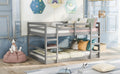 Full Over Full Bunk Bed With Ladder, Gray Old Sku:Wf286327Aae Gray Solid Wood