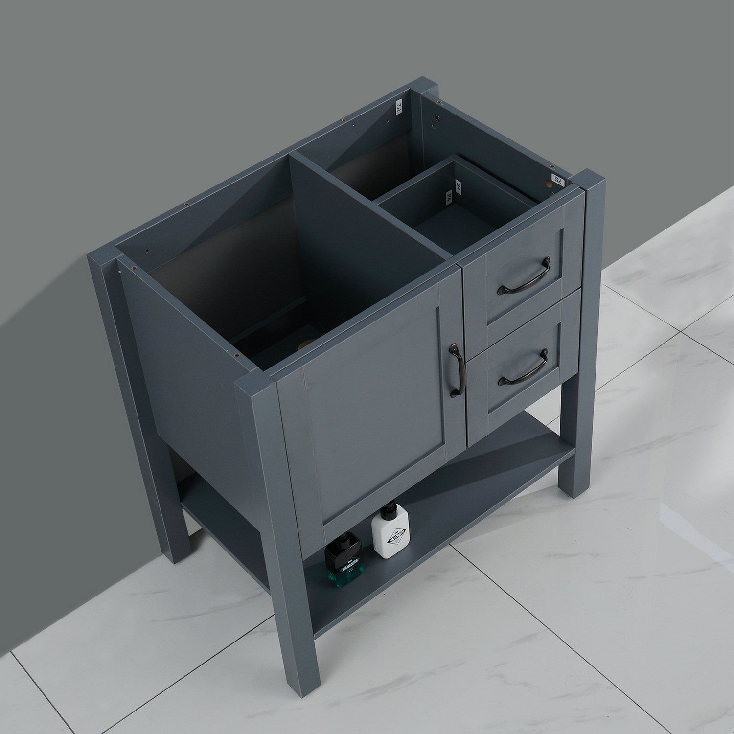 30In Gray Bathroom Vanity W Mirror And Top Only Gray Mdf