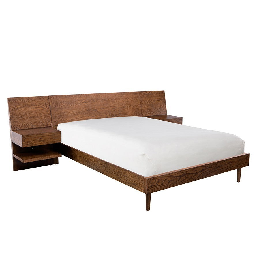 Clark King Bed With 2 Nighstand Pecan Wood