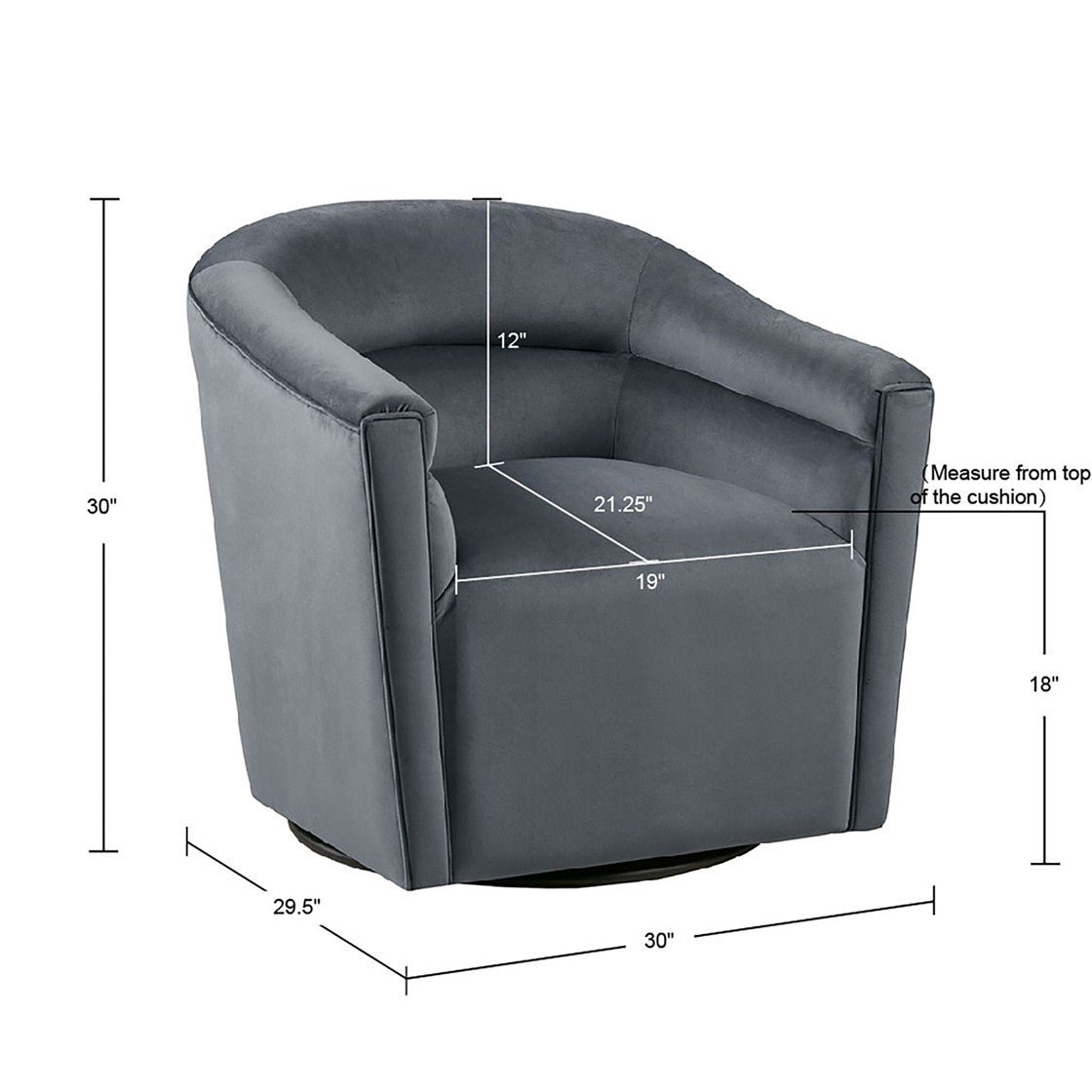 Ryker Swivel Chair Gray Solid Wood