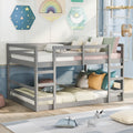 Full Over Full Bunk Bed With Ladder, Gray Old Sku:Wf286327Aae Gray Solid Wood