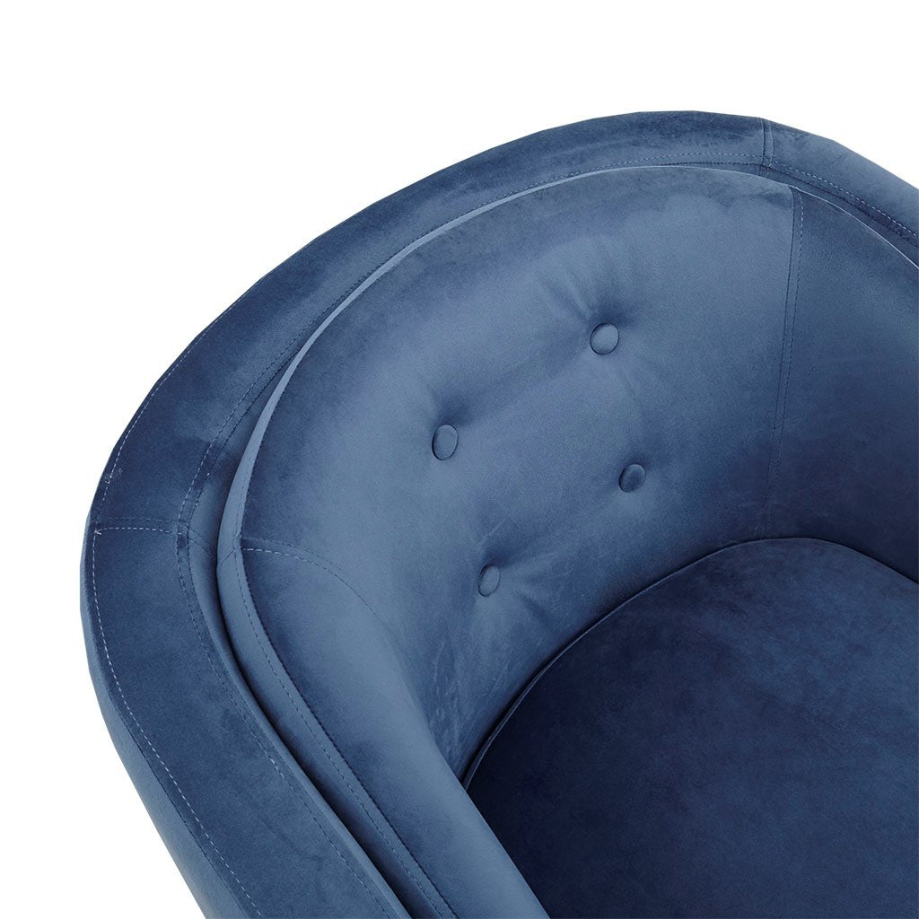 Upholstered Tufted Mid Century Accent Chair Blue Polyester
