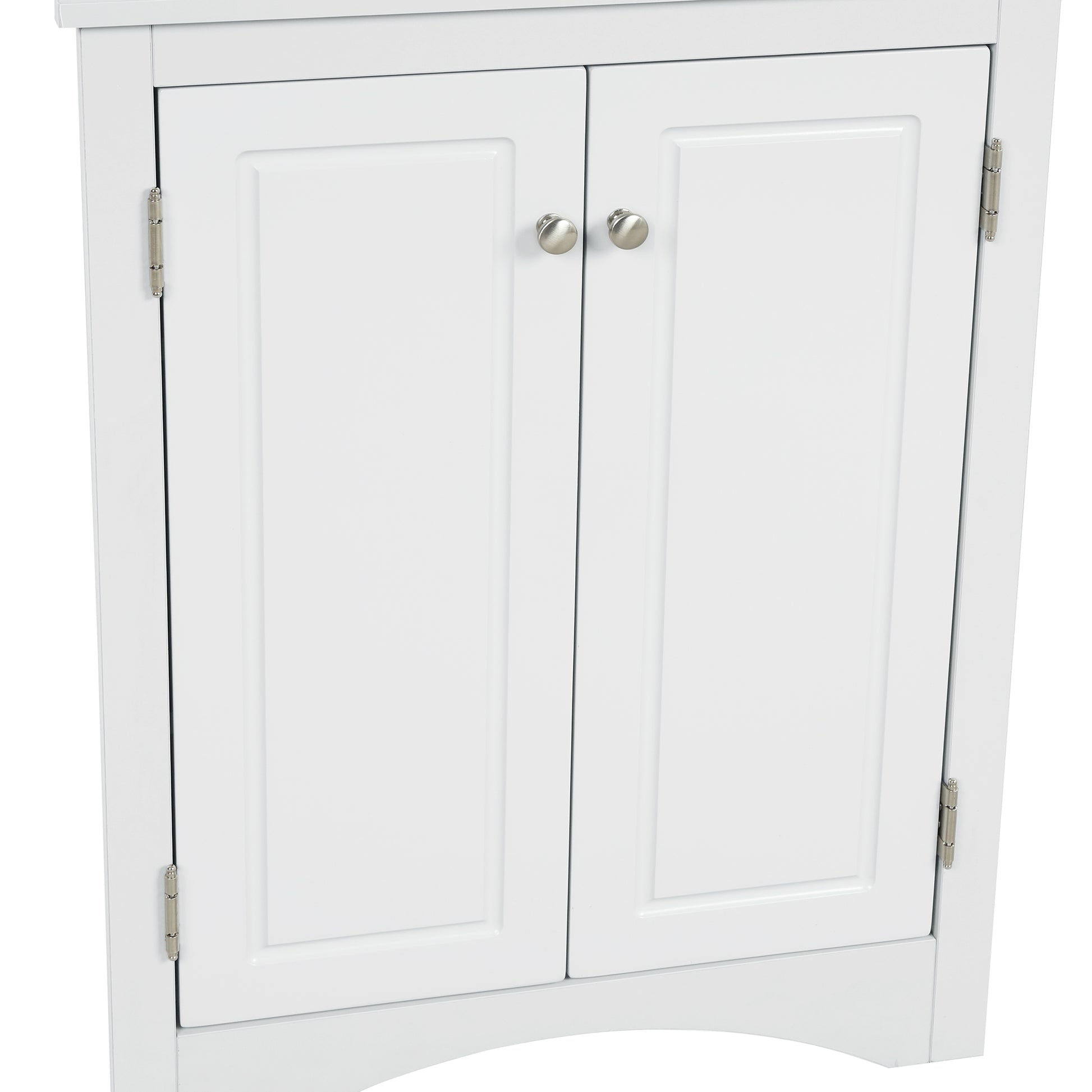 White Triangle Bathroom Storage Cabinet With Adjustable Shelves, Freestanding Floor Cabinet For Home Kitchen White Mdf