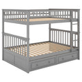 Full Over Full Bunk Bed With Drawers, Convertible Beds, Gray Old Sku:Sm000241Aae 1 Box Spring Not Required Full Gray Wood Bedroom Pine