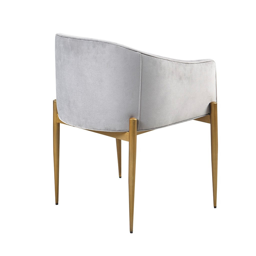 Tufted Low Back Upholstered Arm Dining Chair Set Of 2 Grey Polyester