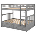 Full Over Full Bunk Bed With Drawers, Convertible Beds, Gray Old Sku:Sm000241Aae 1 Box Spring Not Required Full Gray Wood Bedroom Pine