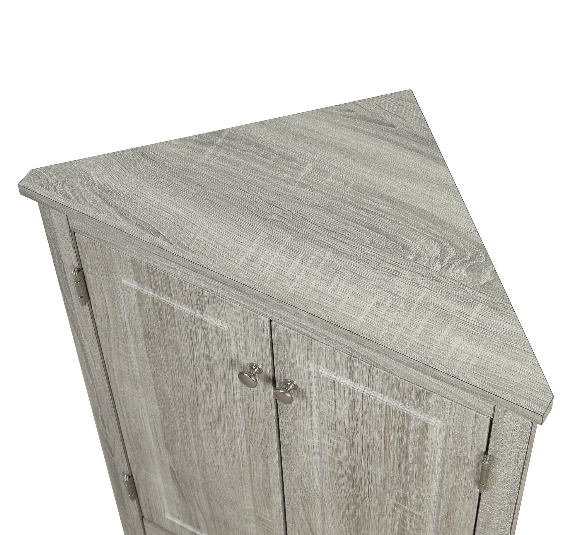 Oak Triangle Bathroom Storage Cabinet With Adjustable Shelves, Freestanding Floor Cabinet For Home Kitchen Oak Mdf