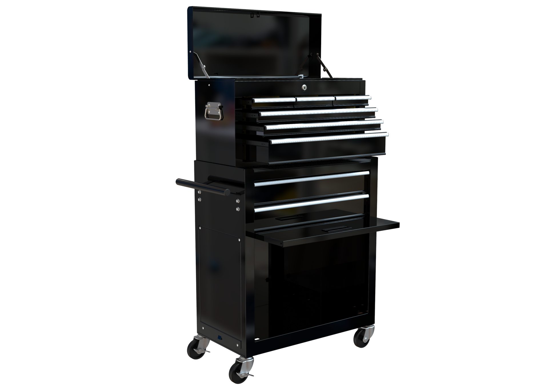 High Capacity Rolling Tool Chest With Wheels And Drawers, 8 Drawer Tool Storage Cabinet Black Black Steel