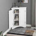 White Triangle Bathroom Storage Cabinet With Adjustable Shelves, Freestanding Floor Cabinet For Home Kitchen White Mdf