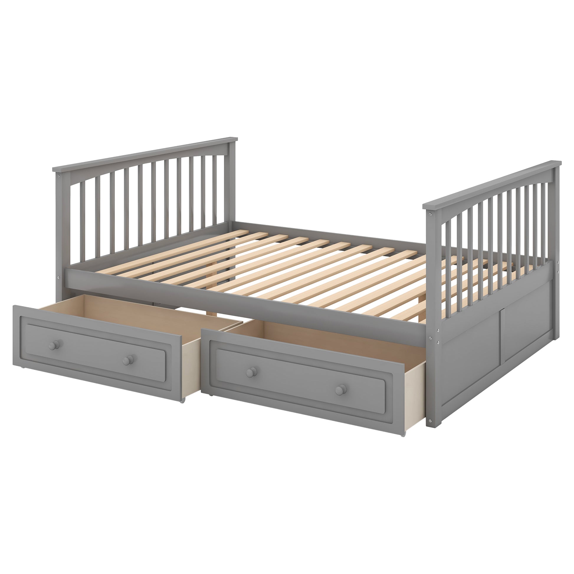 Full Over Full Bunk Bed With Drawers, Convertible Beds, Gray Old Sku:Sm000241Aae 1 Box Spring Not Required Full Gray Wood Bedroom Pine