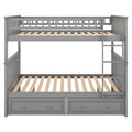 Full Over Full Bunk Bed With Drawers, Convertible Beds, Gray Old Sku:Sm000241Aae 1 Box Spring Not Required Full Gray Wood Bedroom Pine