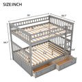 Full Over Full Bunk Bed With Drawers, Convertible Beds, Gray Old Sku:Sm000241Aae 1 Box Spring Not Required Full Gray Wood Bedroom Pine