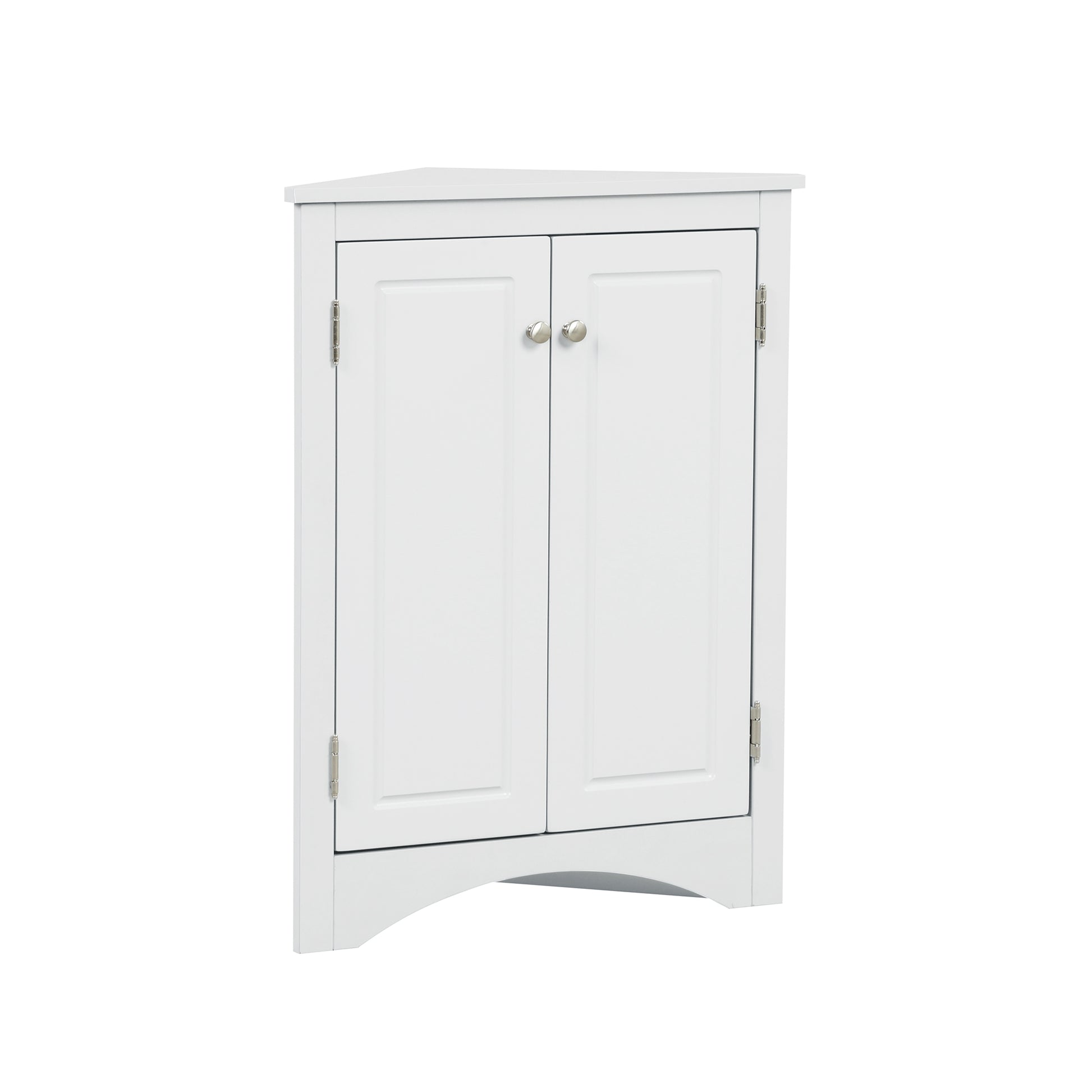 White Triangle Bathroom Storage Cabinet With Adjustable Shelves, Freestanding Floor Cabinet For Home Kitchen White Mdf