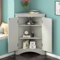 Grey Triangle Bathroom Storage Cabinet With Adjustable Shelves, Freestanding Floor Cabinet For Home Kitchen Grey Mdf