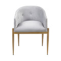 Tufted Low Back Upholstered Arm Dining Chair Set Of 2 Grey Polyester