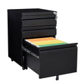 3 Drawer Mobile File Cabinet With Lock, Office Storage Filing Cabinet For Legal Letter Size, Pre Assembled Metal File Cabinet Except Wheels Under Desk Black Filing Cabinets 3 4 Drawers Black Office Drawers Included Modern Metal