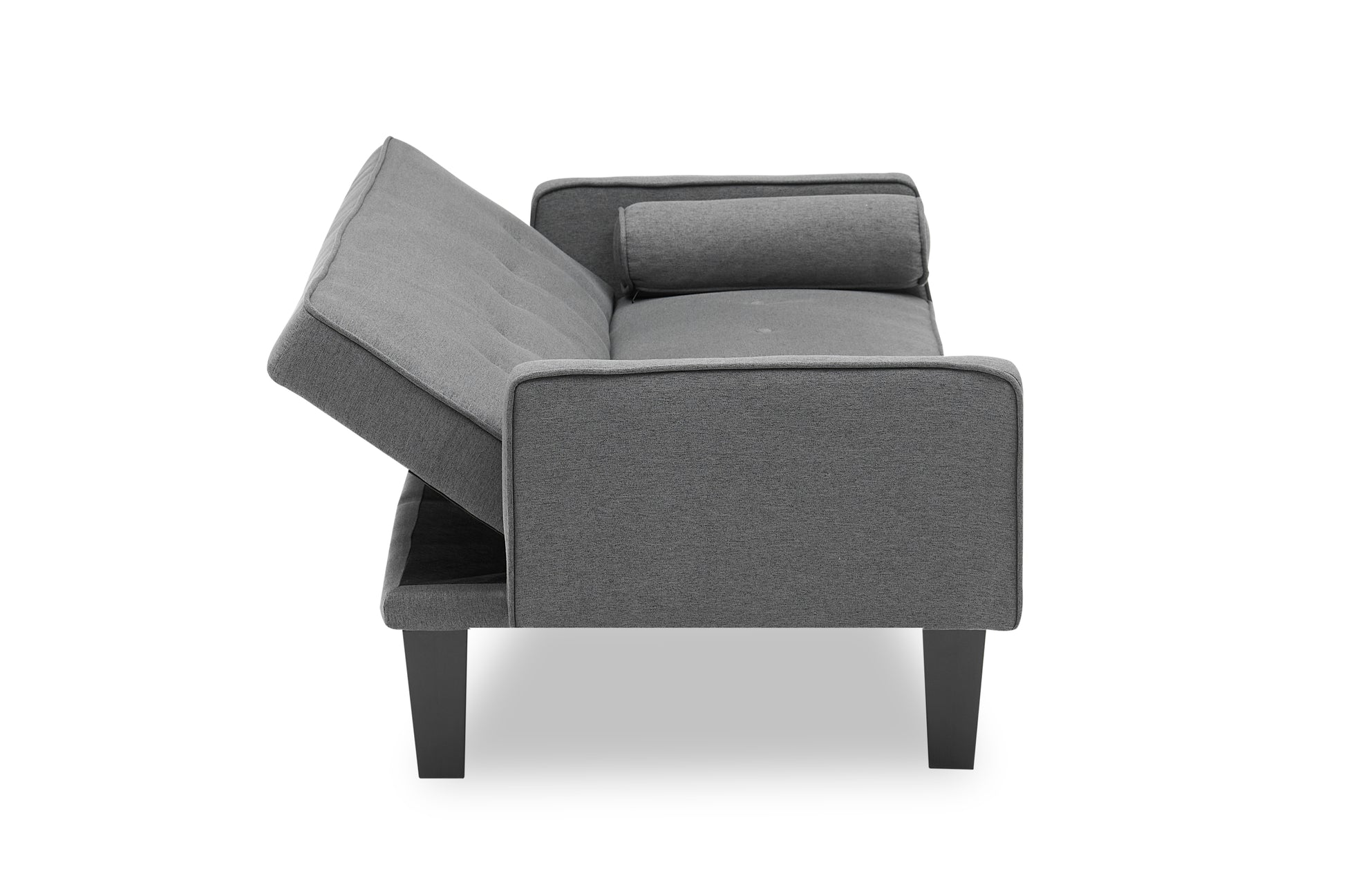 2059 Sofa Convertible Into Sofa Bed Includes Two Pillows 72" Dark Grey Cotton Linen Sofa Bed For Family Living Room Dark Gray Cotton