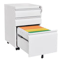 3 Drawer Mobile File Cabinet With Lock, Office Storage Filing Cabinet For Legal Letter Size, Pre Assembled Metal File Cabinet Except Wheels Under Desk White Mobile File Cabinets 3 4 Drawers White Office Mobile Metal