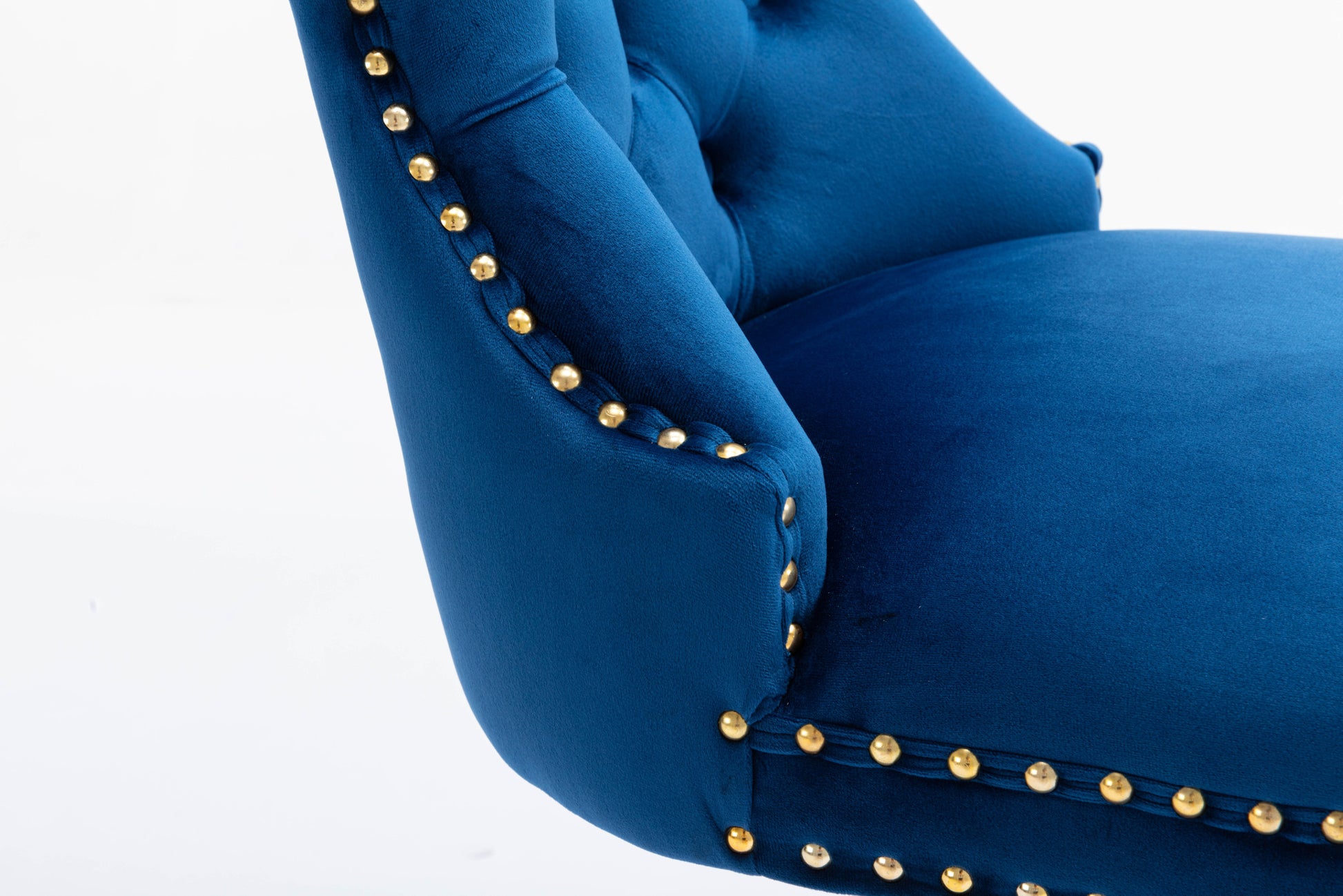Swivel Bar Stools Chair Set Of 2 Modern Adjustable Counter Height Bar Stools, Velvet Upholstered Stool With Tufted High Back & Ring Pull For Kitchenchrome Golden Base, Blue Navy Blue Foam Iron