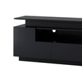 Modern, Stylish Functional Tv Stand With Color Changing Led Lights, Universal Entertainment Center, High Gloss Tv Cabinet For 75 Inch Tv, Black Black Particle Board