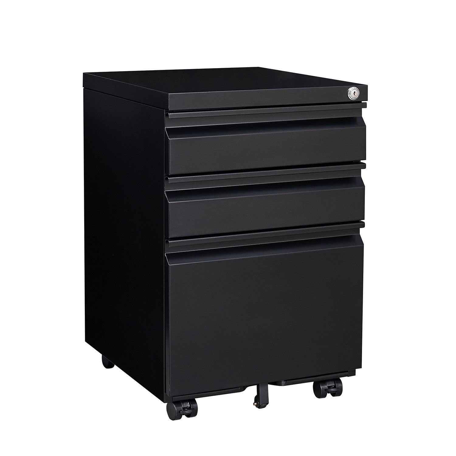 3 Drawer Mobile File Cabinet With Lock, Office Storage Filing Cabinet For Legal Letter Size, Pre Assembled Metal File Cabinet Except Wheels Under Desk Black Filing Cabinets 3 4 Drawers Black Office Drawers Included Modern Metal