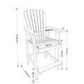 Hdpe Bar Chair, Outdoor Tall Adirondack Chairs Set Of 2, Patio Bar Stool Chair With High Back White Gray, Set Of 2 White Gray Hdpe