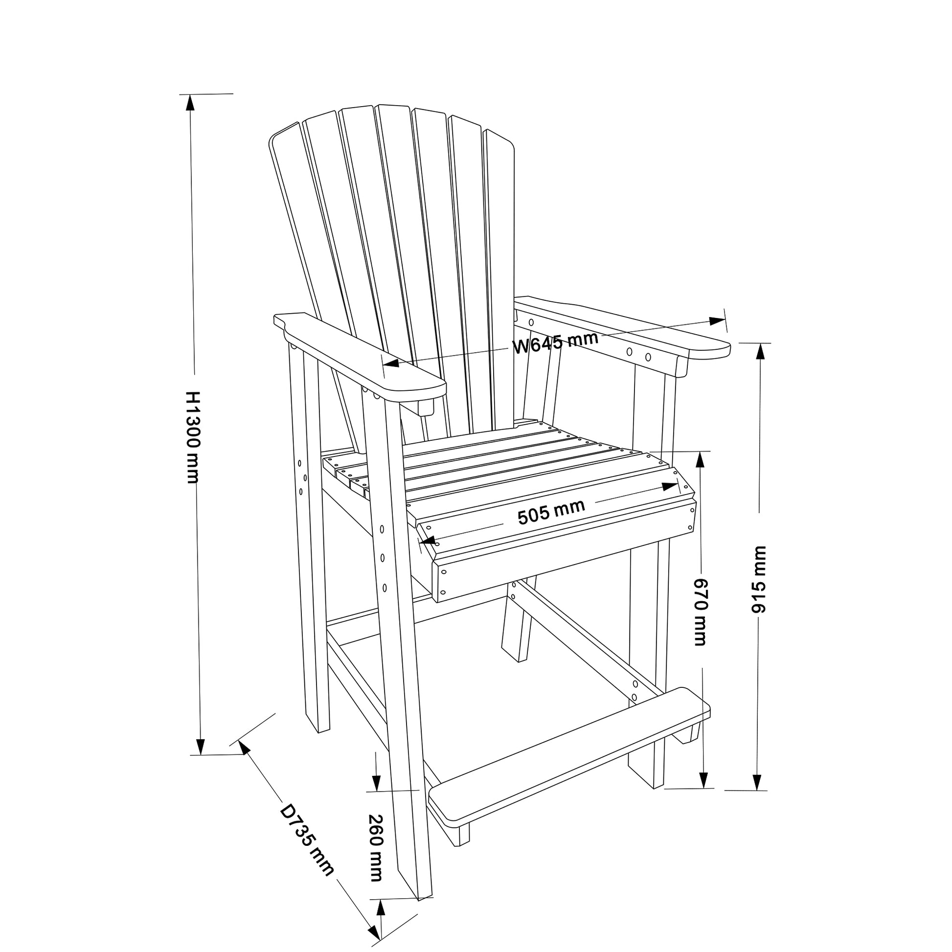 Hdpe Bar Chair, Outdoor Tall Adirondack Chairs Set Of 2, Patio Bar Stool Chair With High Back White Gray, Set Of 2 White Gray Hdpe