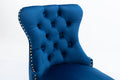Swivel Bar Stools Chair Set Of 2 Modern Adjustable Counter Height Bar Stools, Velvet Upholstered Stool With Tufted High Back & Ring Pull For Kitchenchrome Golden Base, Blue Navy Blue Foam Iron