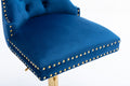 Swivel Bar Stools Chair Set Of 2 Modern Adjustable Counter Height Bar Stools, Velvet Upholstered Stool With Tufted High Back & Ring Pull For Kitchenchrome Golden Base, Blue Navy Blue Foam Iron