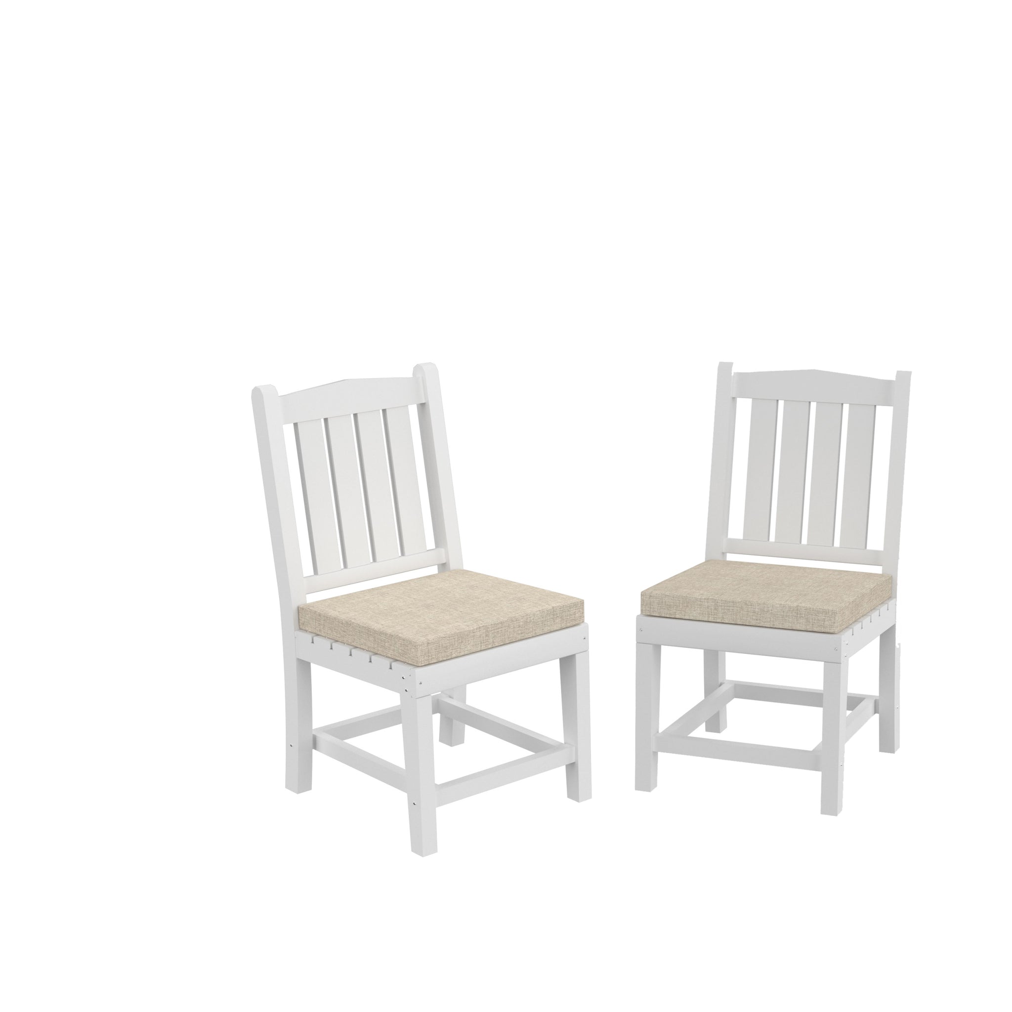 Hdpe Dining Chair, White, With Cushion, No Armrest, Set For Playroom, Nursery, Backyard,Chair Set Of 2 White Hdpe