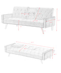 1730 Sofa Bed Armrest With Nail Head Trim With Two Cup Holders 72
