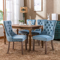 Nikki Collection Modern, High End Tufted Solid Wood Contemporary Velvet Upholstered Dining Chair With Wood Legs Trim 2 Pcs Set,Light Blue, Sw2001Lb Light Blue Dining Room American Design Rubberwood Foam Velvet