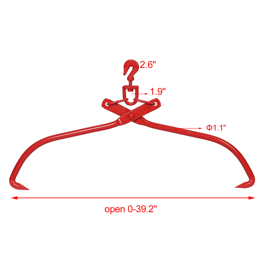 32In Log Lifting Tongs Heavy Duty Grapple Timber Claw Red Carbon Steel