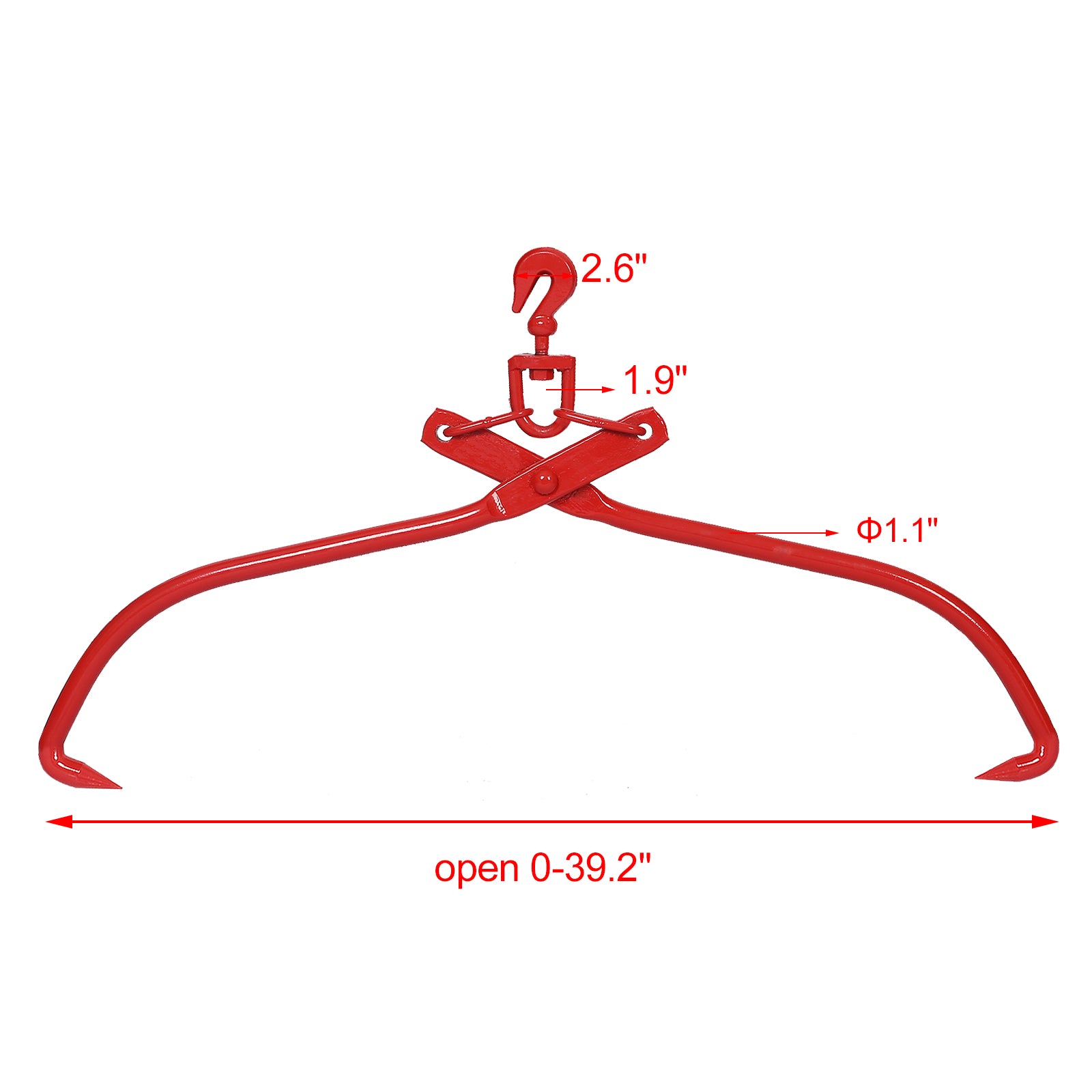 32In Log Lifting Tongs Heavy Duty Grapple Timber Claw Red Carbon Steel