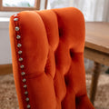 Nikki Collection Modern, High End Tufted Solid Wood Contemporary Velvet Upholstered Dining Chair With Wood Legs Trim 2 Pcs Set, Orange, Sw2001Og Orange Dining Room American Design Dining Chairs Rubberwood Foam Velvet