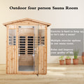 Four Person Old Fir Far Infrared Outdoor Sauna Room Natural Wood Wood Stainless Steel Glass