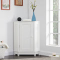 White Bathroom Cabinet Triangle Corner Storage Cabinet With Adjustable Shelf Modern Style Mdf Board Old Sku:Wf291477Aak White Mdf