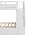 Stairway Twin Over Twin Bunk Bed With Twin Size Trundle For Bedroom, Dorm, Adults, White Old Sku: Lp000209Aak White Solid Wood