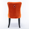 Nikki Collection Modern, High End Tufted Solid Wood Contemporary Velvet Upholstered Dining Chair With Wood Legs Trim 2 Pcs Set, Orange, Sw2001Og Orange Dining Room American Design Dining Chairs Rubberwood Foam Velvet