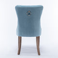 Nikki Collection Modern, High End Tufted Solid Wood Contemporary Velvet Upholstered Dining Chair With Wood Legs Trim 2 Pcs Set,Light Blue, Sw2001Lb Light Blue Dining Room American Design Rubberwood Foam Velvet