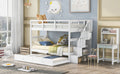 Stairway Twin Over Twin Bunk Bed With Twin Size Trundle For Bedroom, Dorm, Adults, White Old Sku: Lp000209Aak White Solid Wood