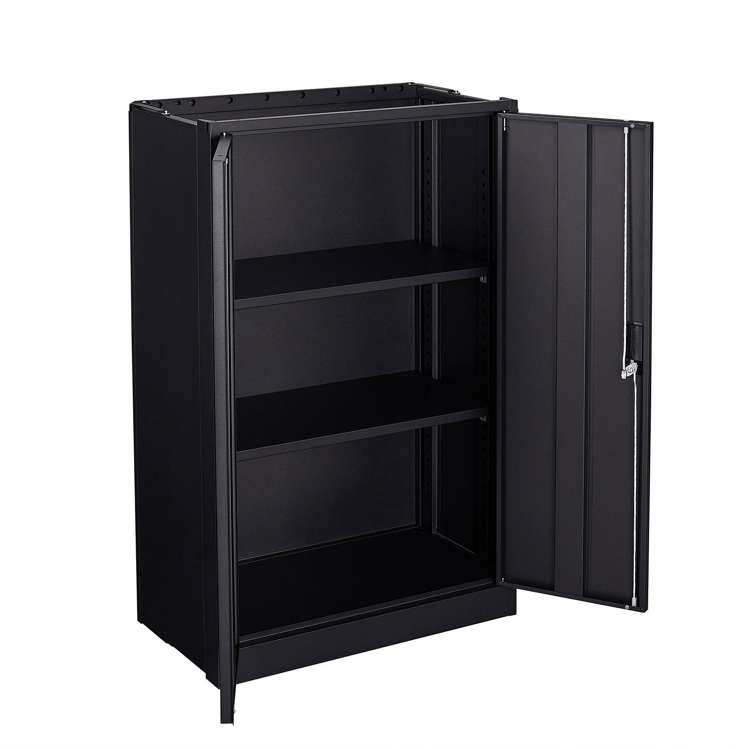 Metal Storage Cabinet With Locking Doors And Adjustable Shelf, Folding Filing Storage Cabinetfolding Storage Locker Cabinet For Home Office,School,Garage, Black Filing Cabinets 3 4 Shelves Black Office Door Locks Modern Steel