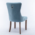 Nikki Collection Modern, High End Tufted Solid Wood Contemporary Velvet Upholstered Dining Chair With Wood Legs Trim 2 Pcs Set,Light Blue, Sw2001Lb Light Blue Dining Room American Design Rubberwood Foam Velvet
