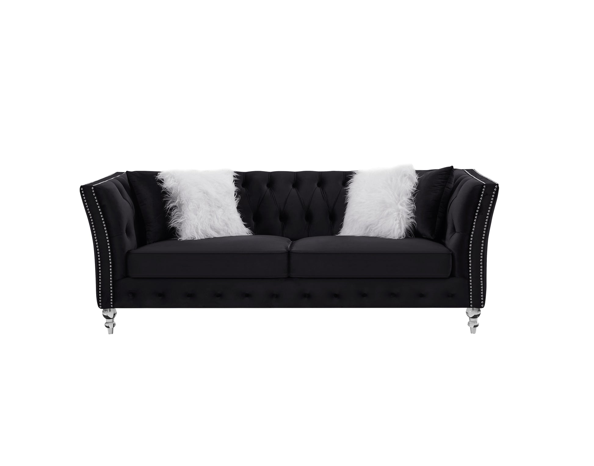 L8085B Two Seat Three Seat Modular Sofa Black Black Velvet